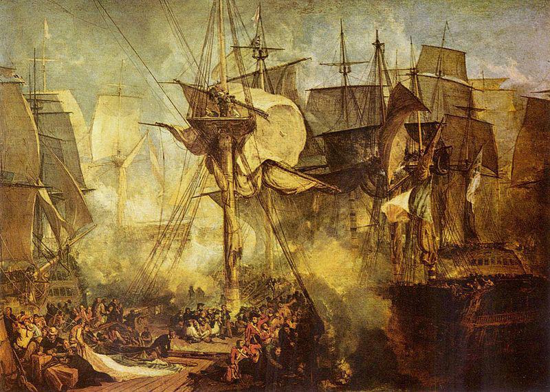 Joseph Mallord William Turner Die Schlacht bei Trafalgar, von den Steuerbordbesanwanten der Victory aus gesehen oil painting image